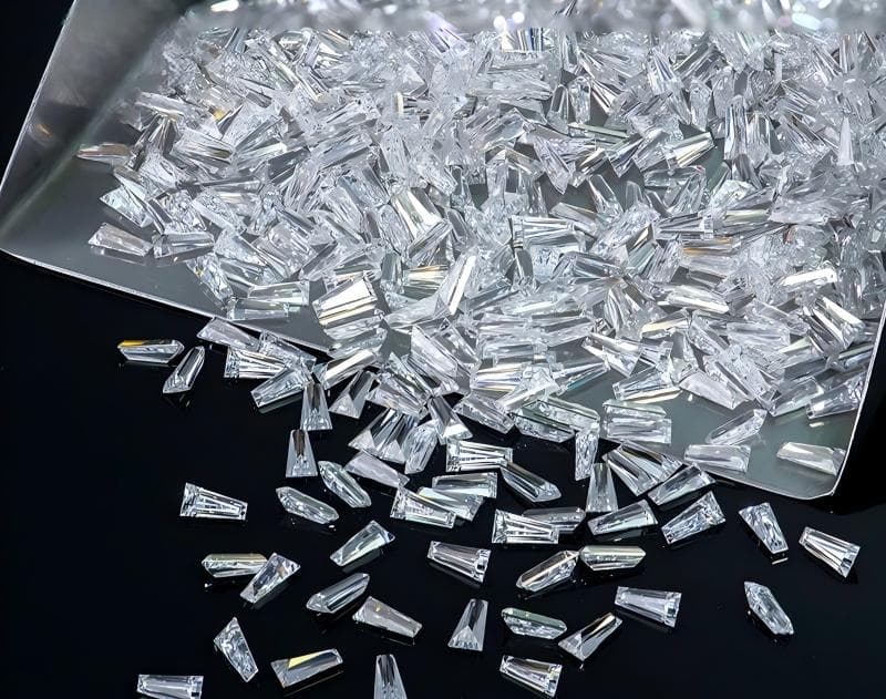 Lab-created colored gemstones prepared for jewelry production